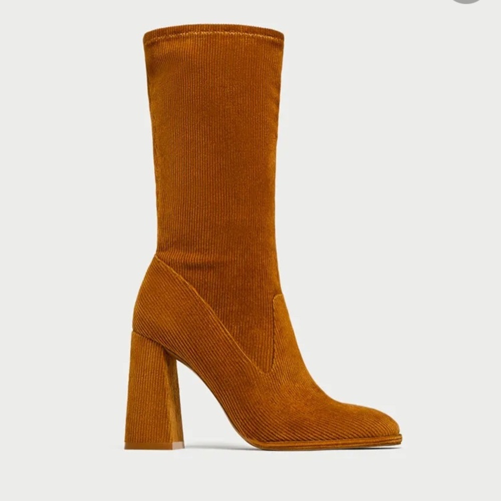 Zara corduroy high hills ankle boots